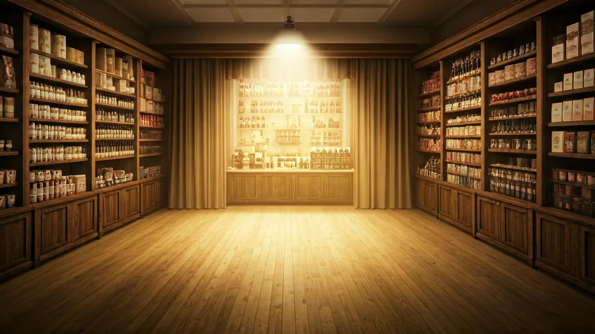 Irudi generikoa denda baten barrualdean antzerki emanaldi bat irudikatzen duena.