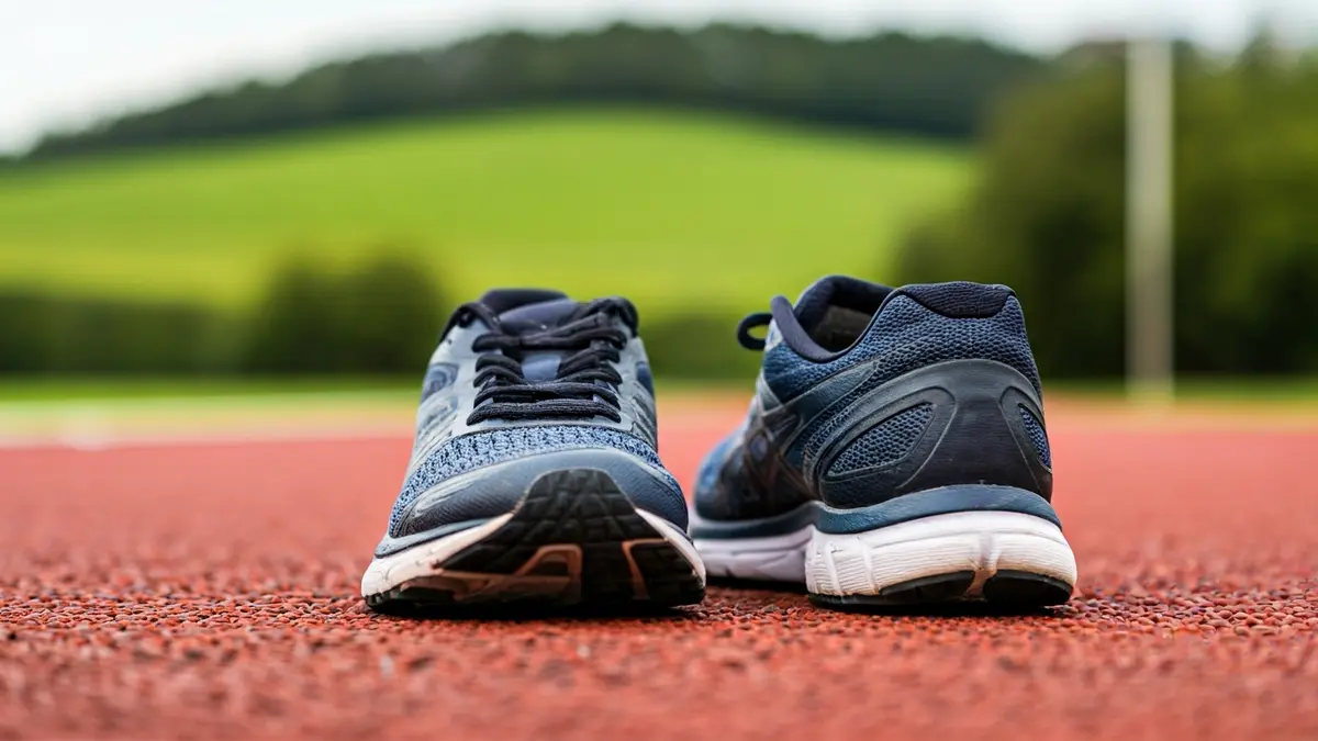 Irudi generikoa korrika egiteko zapatak asfaltozko pista batean.