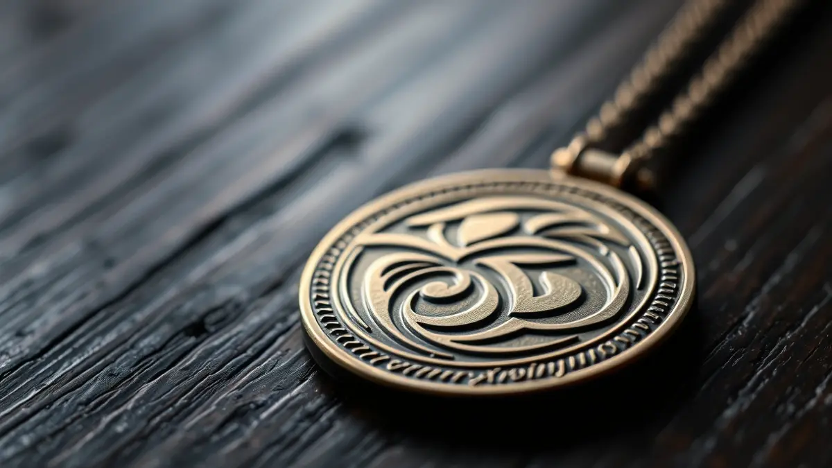 Imagen genérica de un primer plano de una medalla sobre una superficie de madera oscura, con luz suave.