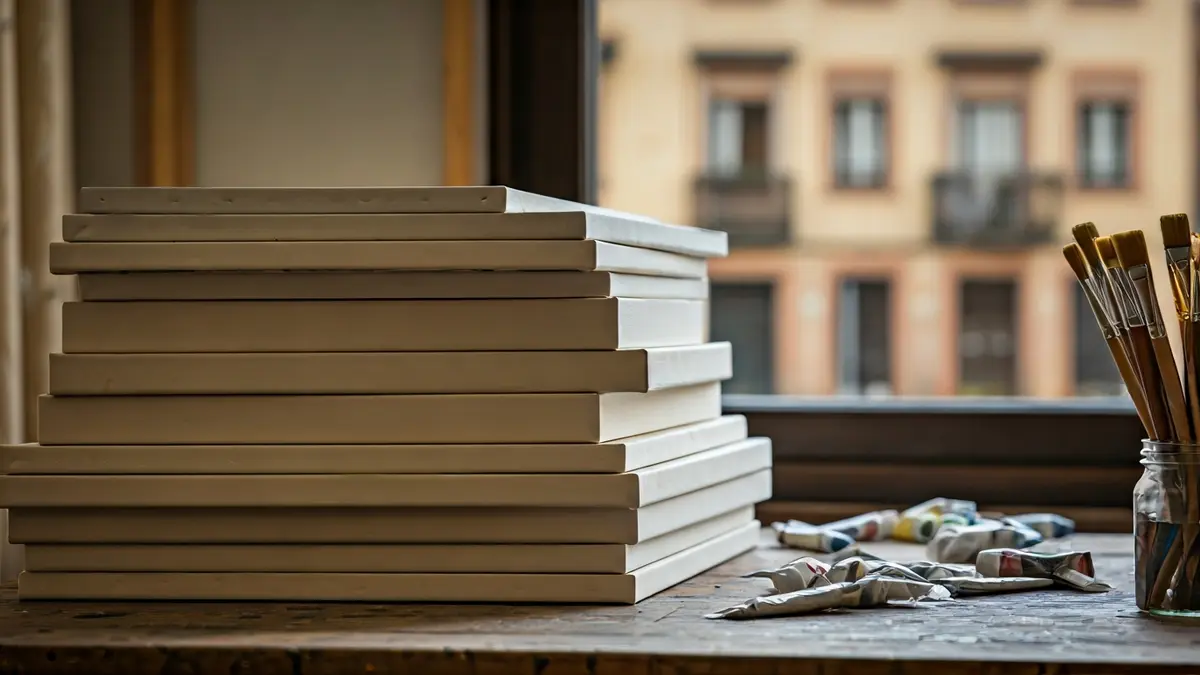 Imagen genérica que representa la creación artística, con lienzos y pinceles.