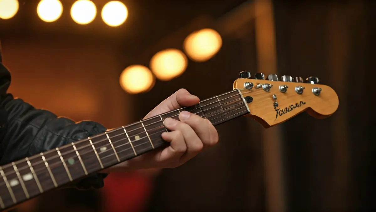 Irudi generikoa gitarra baten lepoaren, musika ikaskuntza eta gazteen talentua irudikatuz.