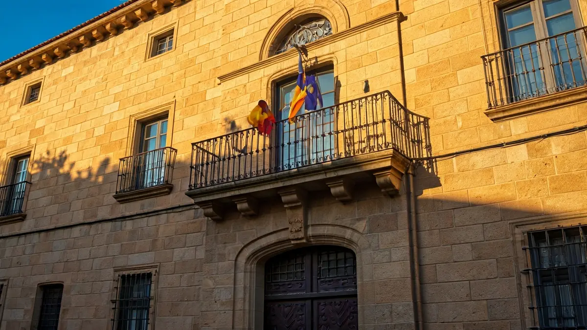 Getariako udaletxearen fatxada, eguzki argitan