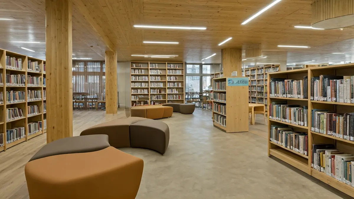 The renovated library in Getaria, with new furniture and improved lighting.