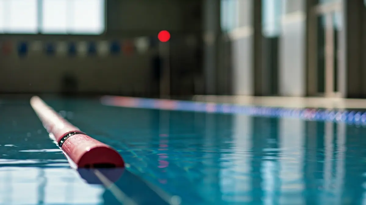 Irudi generikoa igerileku bateko ur lasaian dagoen bide-banatzaile baten hurbileko plano batena.