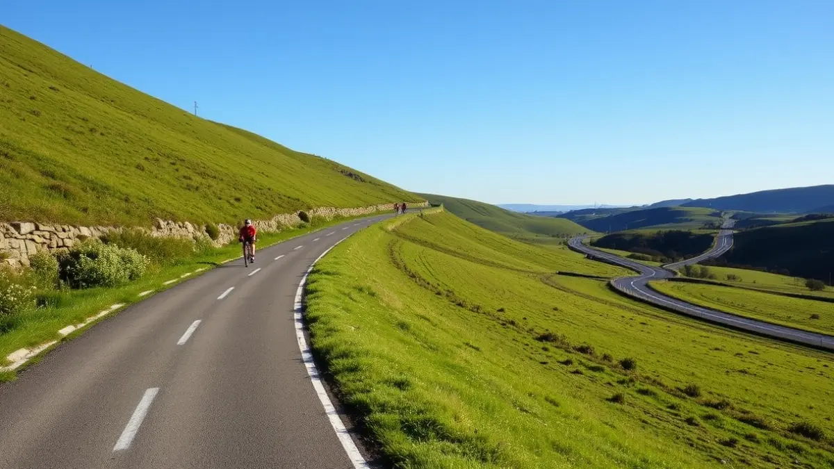 Generic image of a new bidegorri in Gipuzkoa, winding through a green landscape.