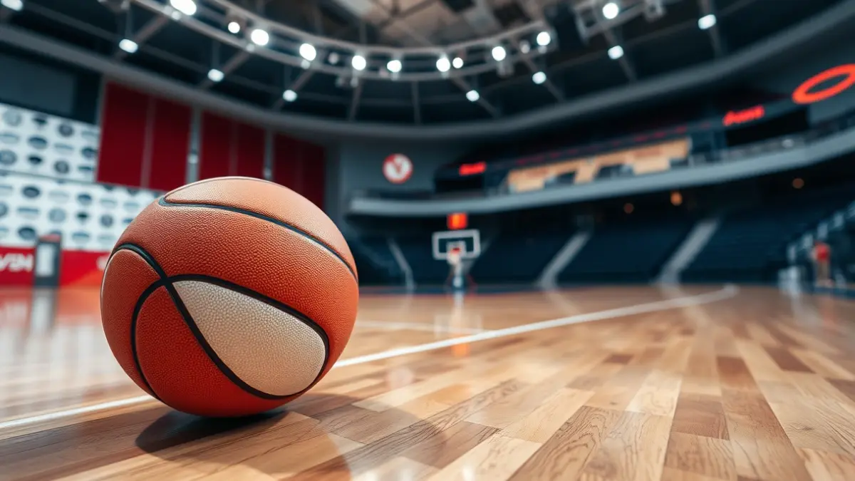 Imagen genérica de un balón de balonmano en una cancha deportiva.