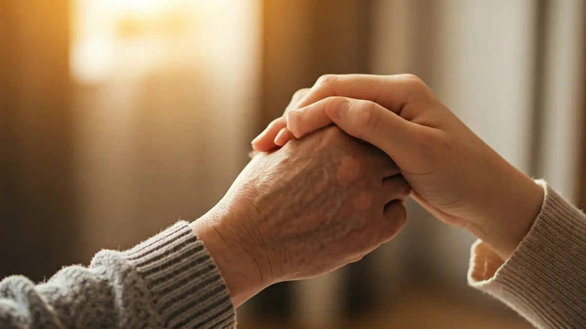 Imagen genérica de dos manos, una de una persona mayor y otra más joven, sosteniéndose mutuamente, simbolizando cuidado y apoyo.