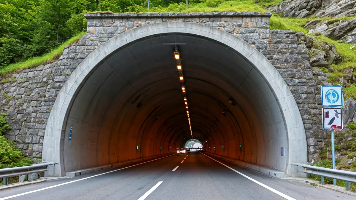 Gipuzkoako errepide sareko tunel modernizatu baten irudia.