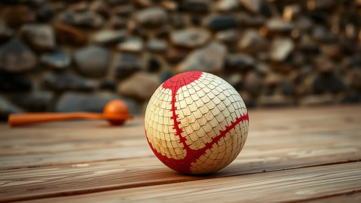 Generic image of a Basque pelota ball on a fronton.