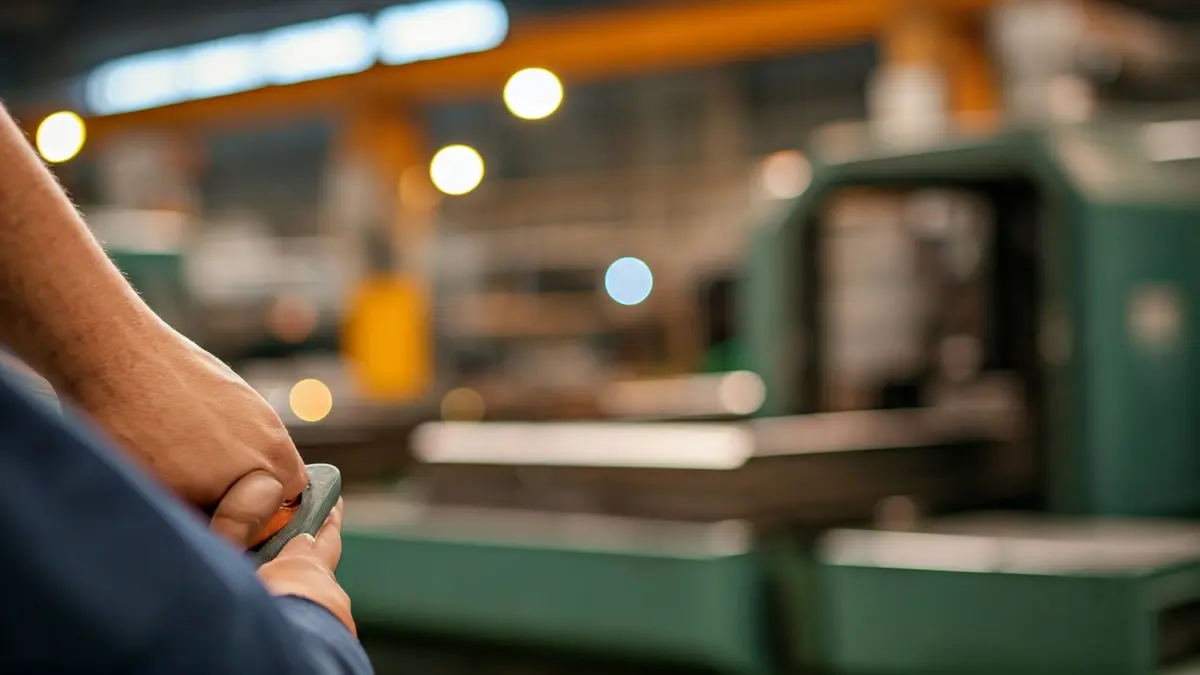 Generic image of a worker's hands operating machinery in an industrial plant.