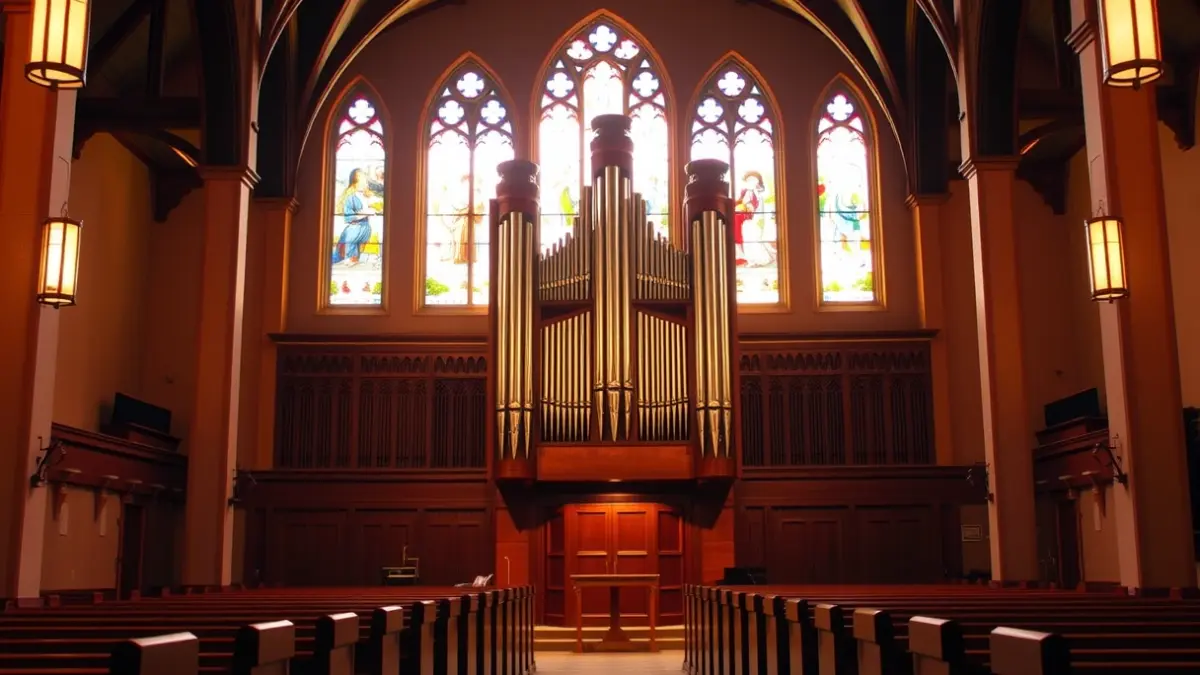 Generic image of a church interior with a large pipe organ.