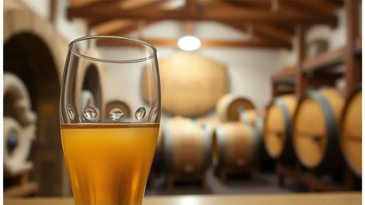 Sagardo baso baten irudi generikoa, sagardotegi baten barrualde lausoarekin.