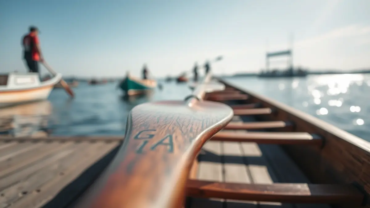 Trainerilla arraun baten irudi generikoa, uretan lehiatzeko prest.