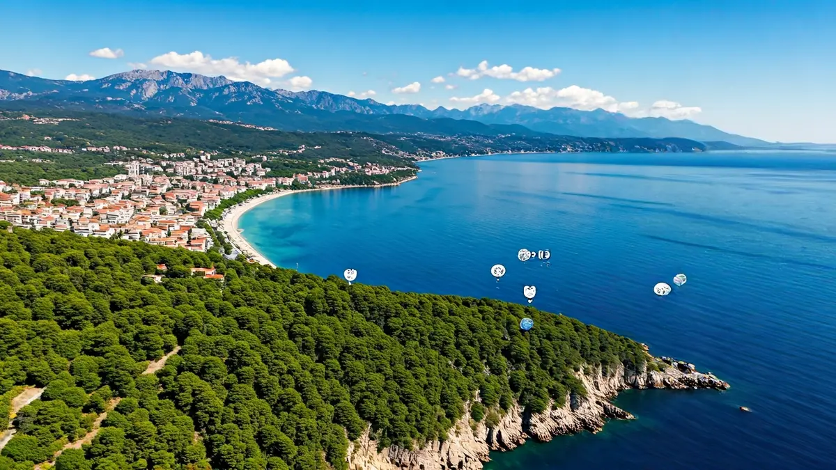 Eguraldi mapa bat, zeru garbia erakusten duena Gipuzkoako kostaldean, asteburuan euri-hodeietara igarotzen dena.