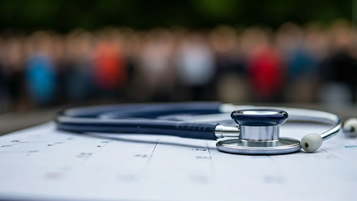 Imagen genérica de un símbolo de huelga sanitaria, con un estetoscopio sobre un calendario.