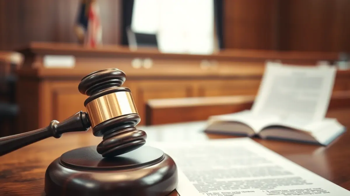 Generic image of a gavel in a courtroom, a symbol of justice.