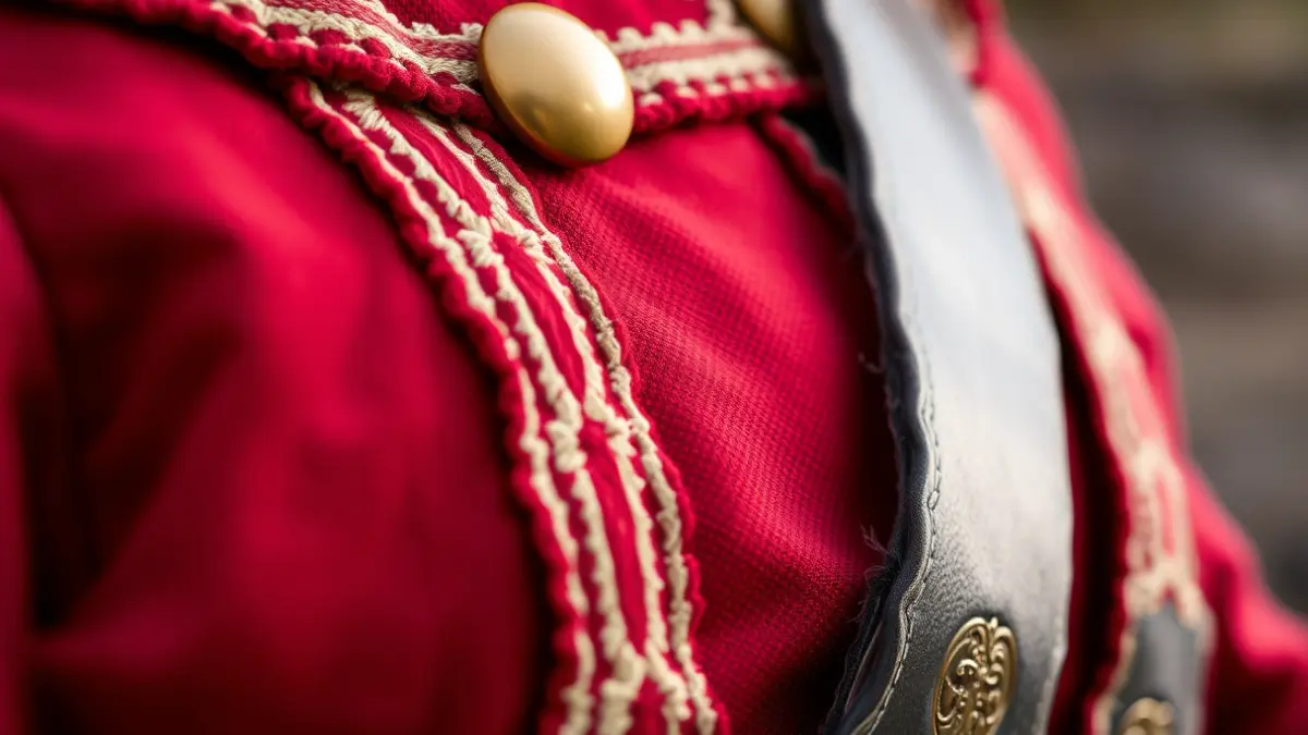 Euskal jantzi tradizional baten ehunaren xehetasun bat, argi natural leunarekin.