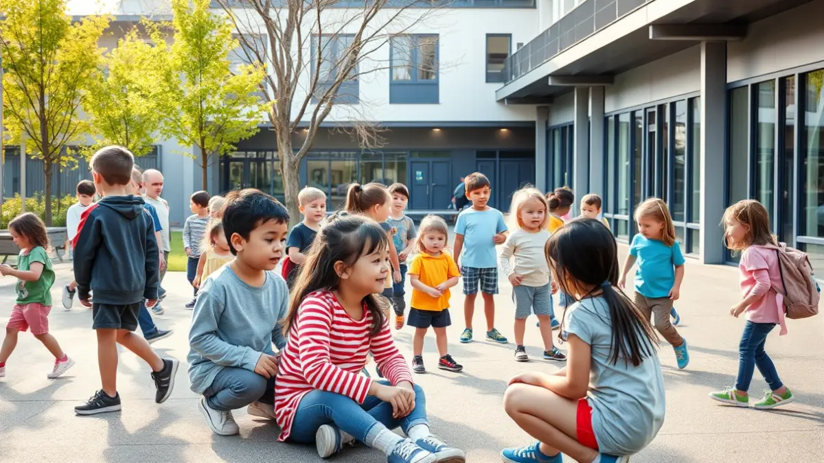 Generic image of children and adolescents in a safe environment, showing positive interactions.