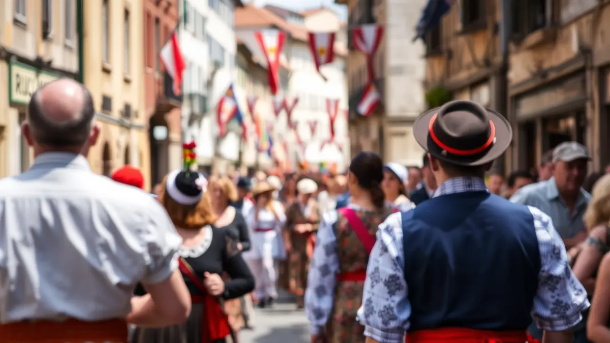 Generic image depicting the atmosphere of the children's tamborrada parading through the streets of Vitoria-Gasteiz.