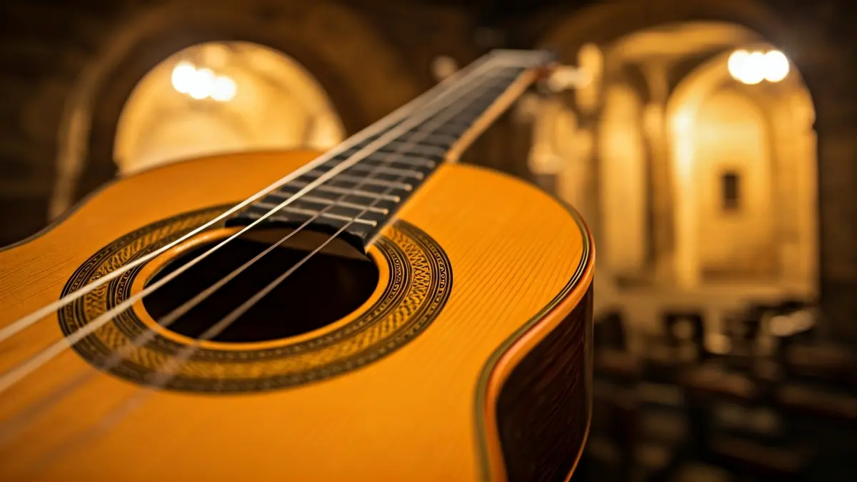 Gitarra klasiko baten irudi generikoa, kontzertu baten giroa iradokitzen duena.