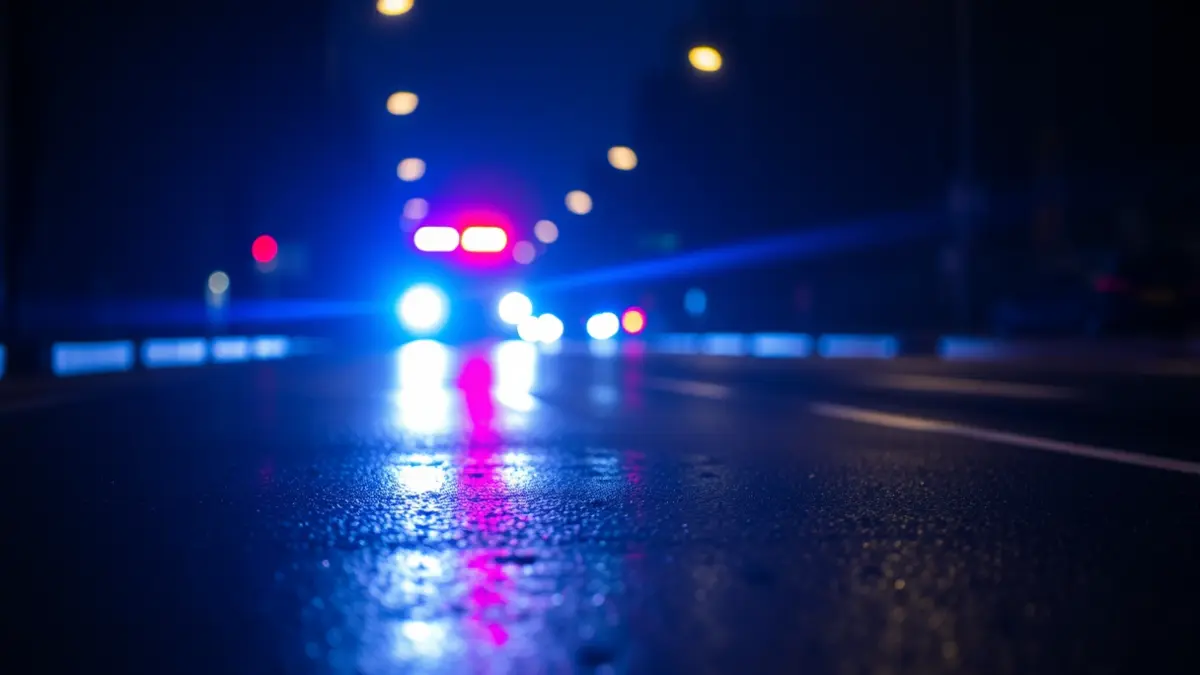 Generic image of a Bilbao street at night, with emergency lights reflecting on wet asphalt.