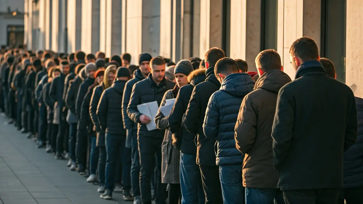 Irudi generikoa kontsulatu baten aurrean ilaran dauden pertsonei buruz.