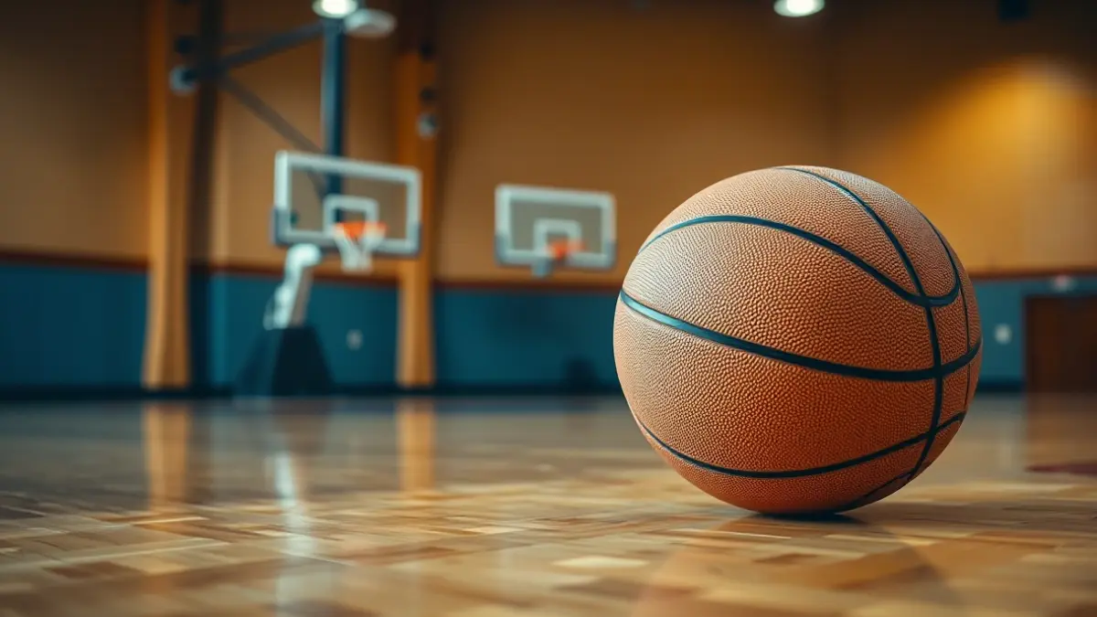 Imagen genérica de un balón de baloncesto en una cancha de madera.
