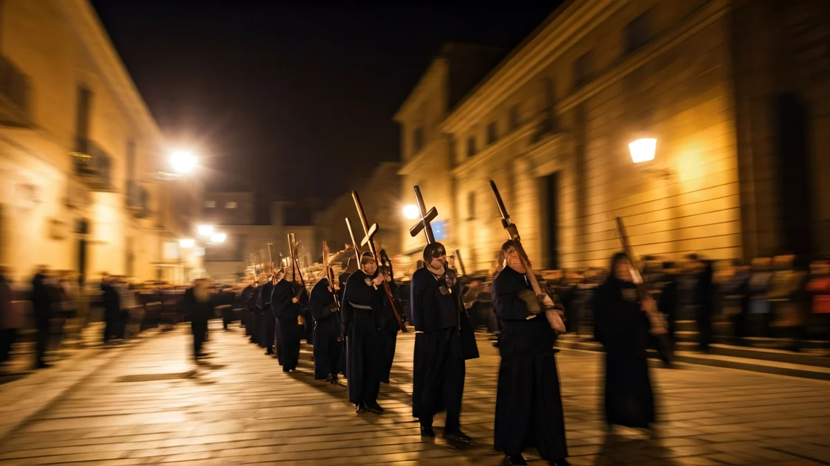 Irudi generikoa gaueko prozesio erlijioso baten Vitoria-Gasteizen.