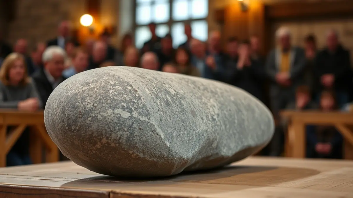 Imagen genérica de una gran piedra utilizada en el levantamiento de piedra vasco, sobre una plataforma de madera.