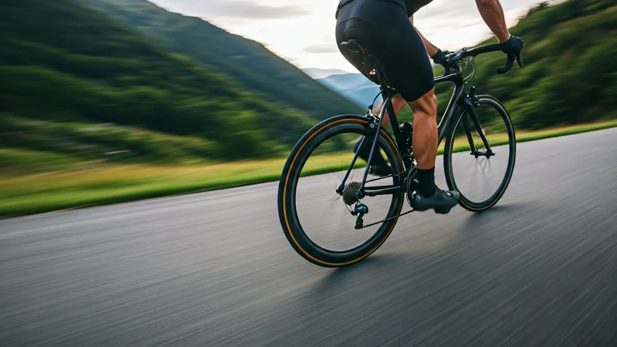 Txirrindulari baten hankak Arrateko aldapa gogorretan pedalei eragiten.
