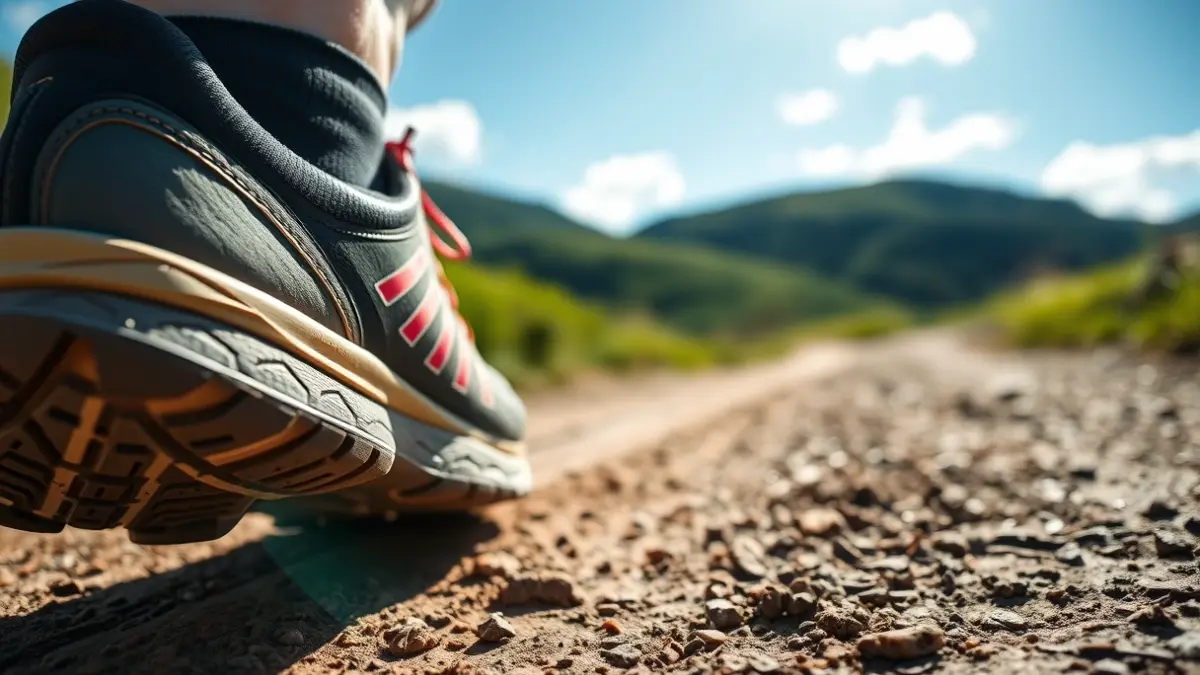 Mendi lasterketa baten irudi generikoa, korrikalari baten oina bidean.