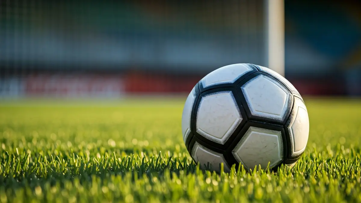 Irudi generikoa futbol baloi bat belarretan, gol sare lauso batekin atzealdean.