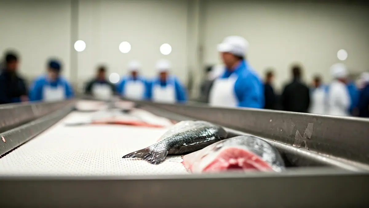Generic image of fresh fish being processed in a food plant.