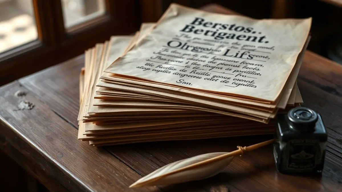 Generic image of the Lazkao Txiki bertso-paper competition, showing old papers and a quill.
