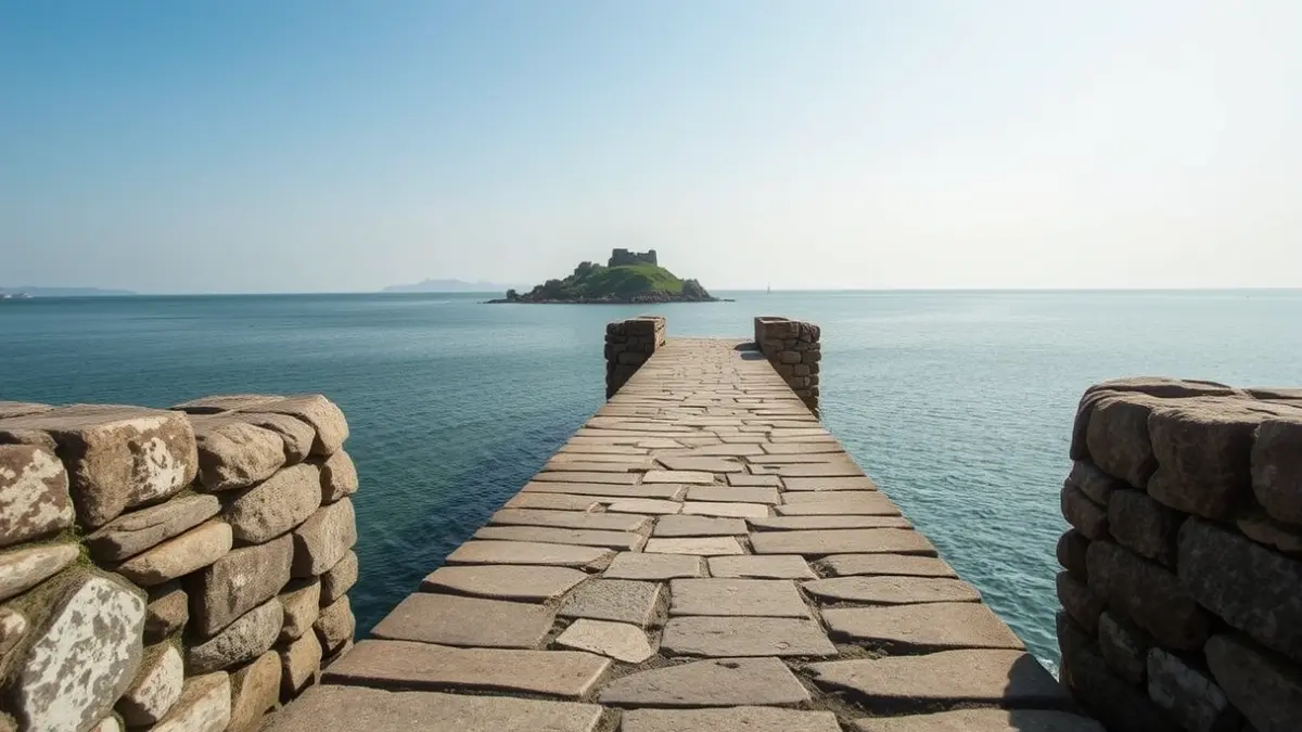 Lekeitioko Garraitz uhartera doan bidearen irudi generikoa, itsaso barearekin.