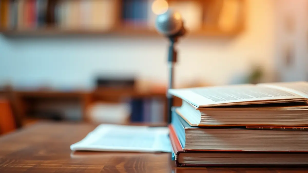 Generic image of a stack of books, suggesting a presentation atmosphere.
