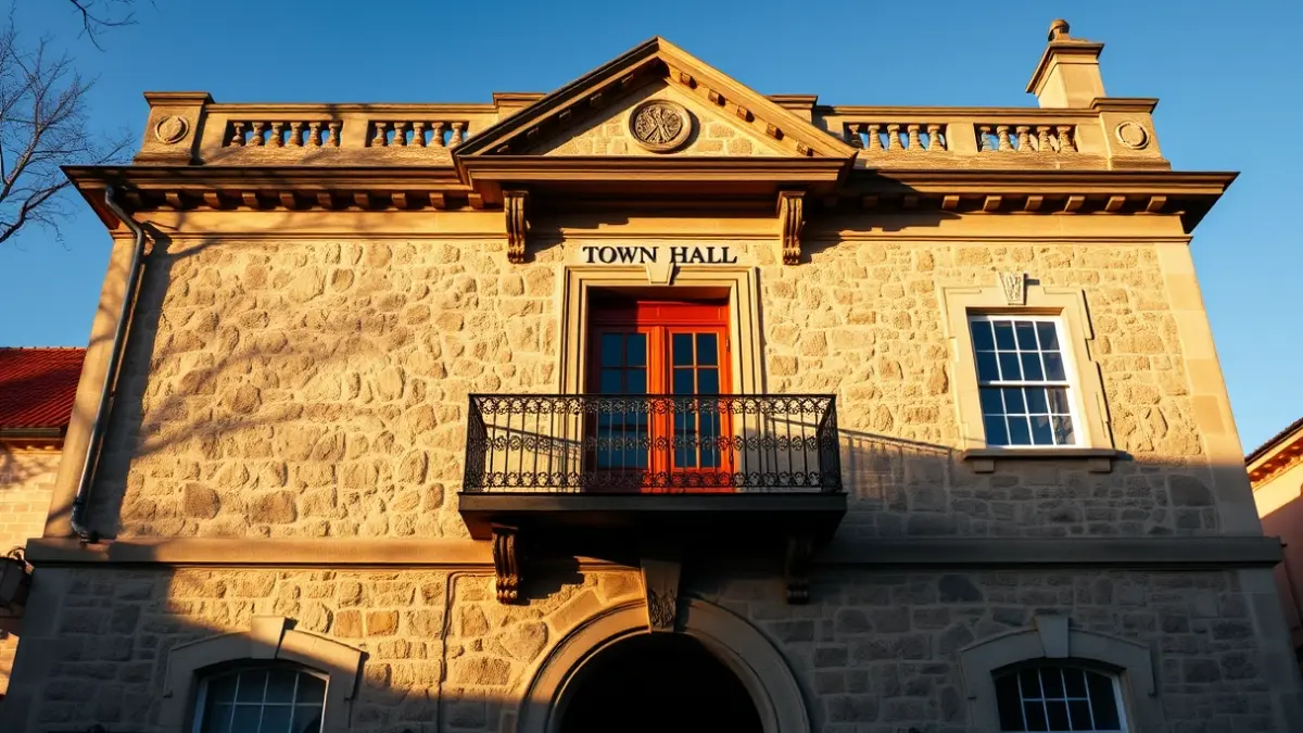 Mañariako udaletxearen irudi generikoa, eguzki argitan