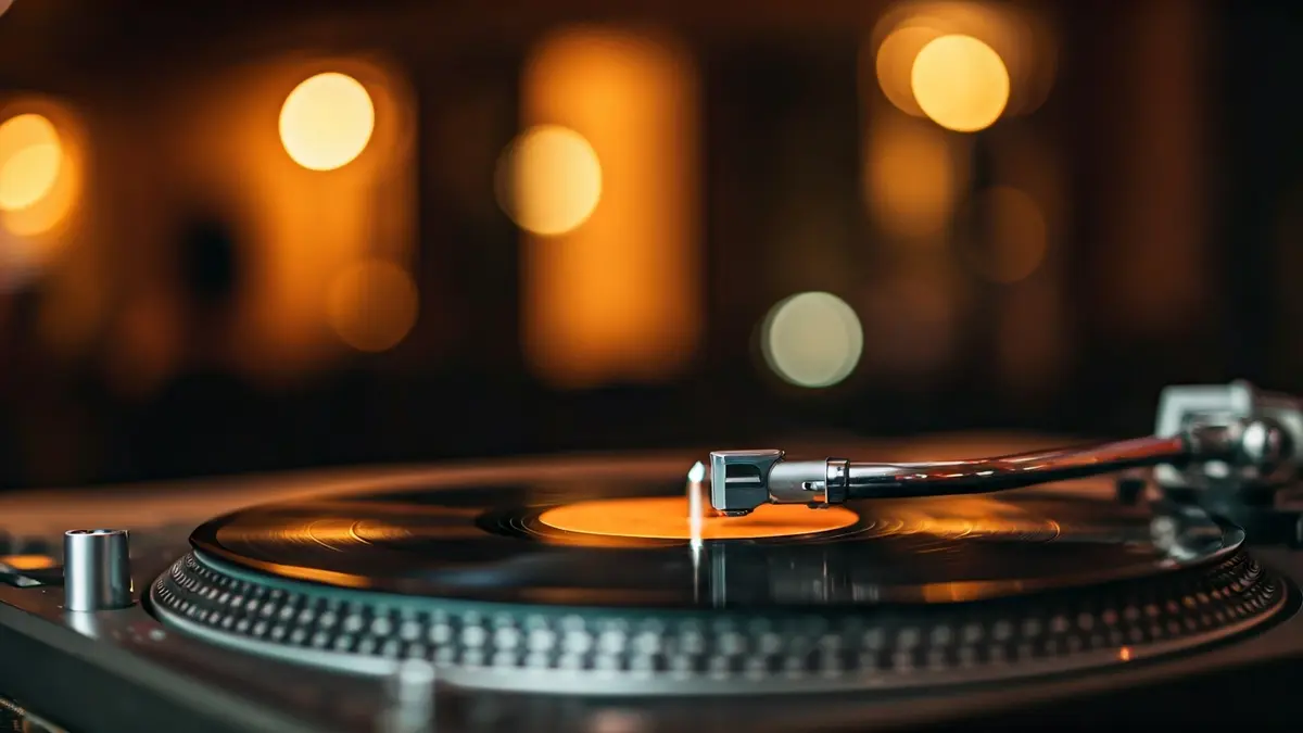 Irudi generikoa binilo bat disko-jartzaile batean biraka.