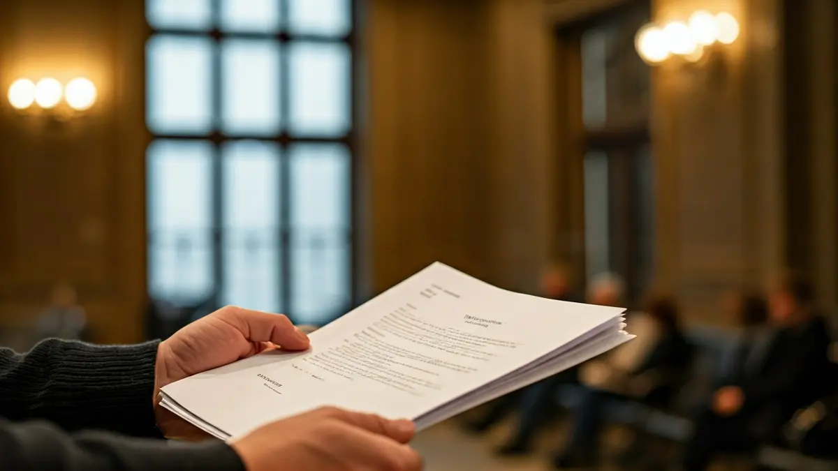 Generic image of a person holding official documents in a consulate waiting room.