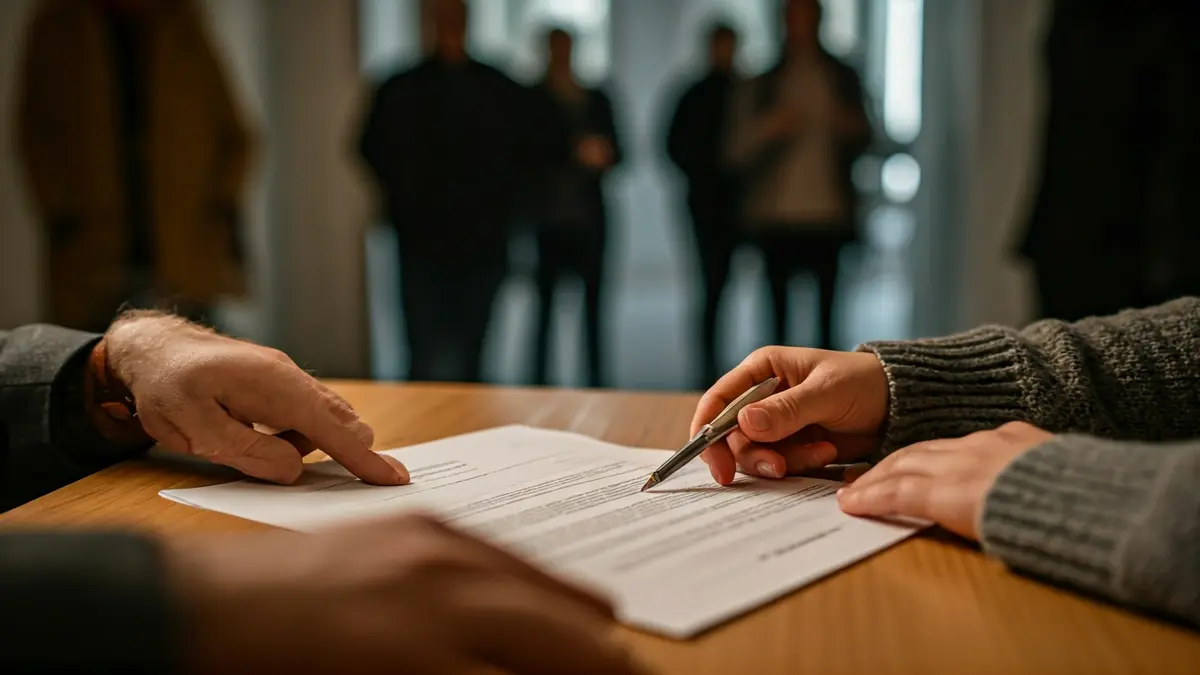 Irudi generikoa, eskuak dokumentu bat sinatzen, erregularizazio administratiboa irudikatuz.