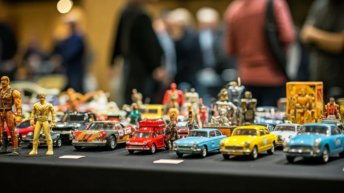 Irudi generikoa bildumazaleen azoka bateko jostailu eta objektu vintageekin.