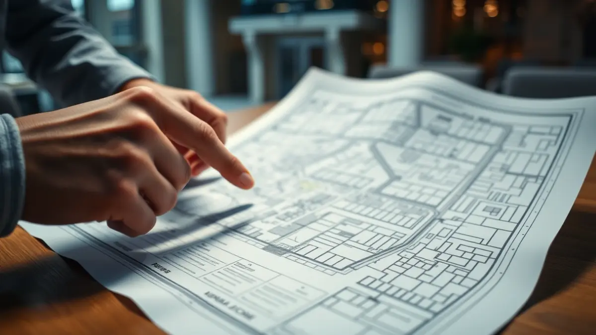 Generic image of an urban planning document, with hands examining blueprints.