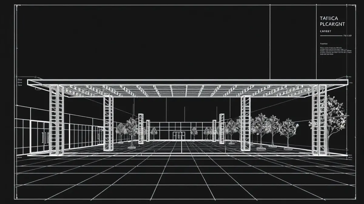 Plano genérico del diseño de la nueva cubierta para la plaza Meatzari de Muskiz.