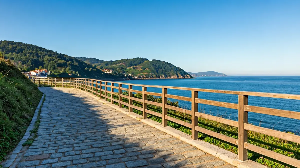 Muskizko Itsaslur pasealekua berritua, itsasora begira.