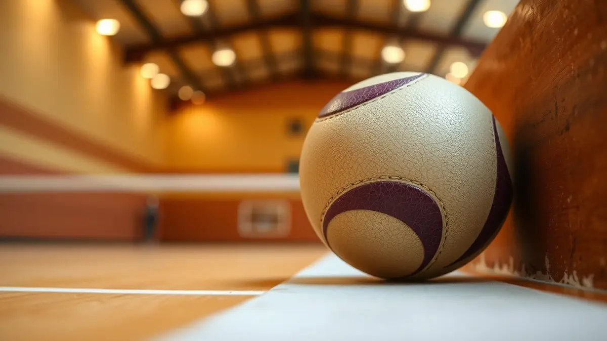 Irudi generikoa pilota bat frontoiko horman, atzealdean kantxaren lerro lausoak dituela.