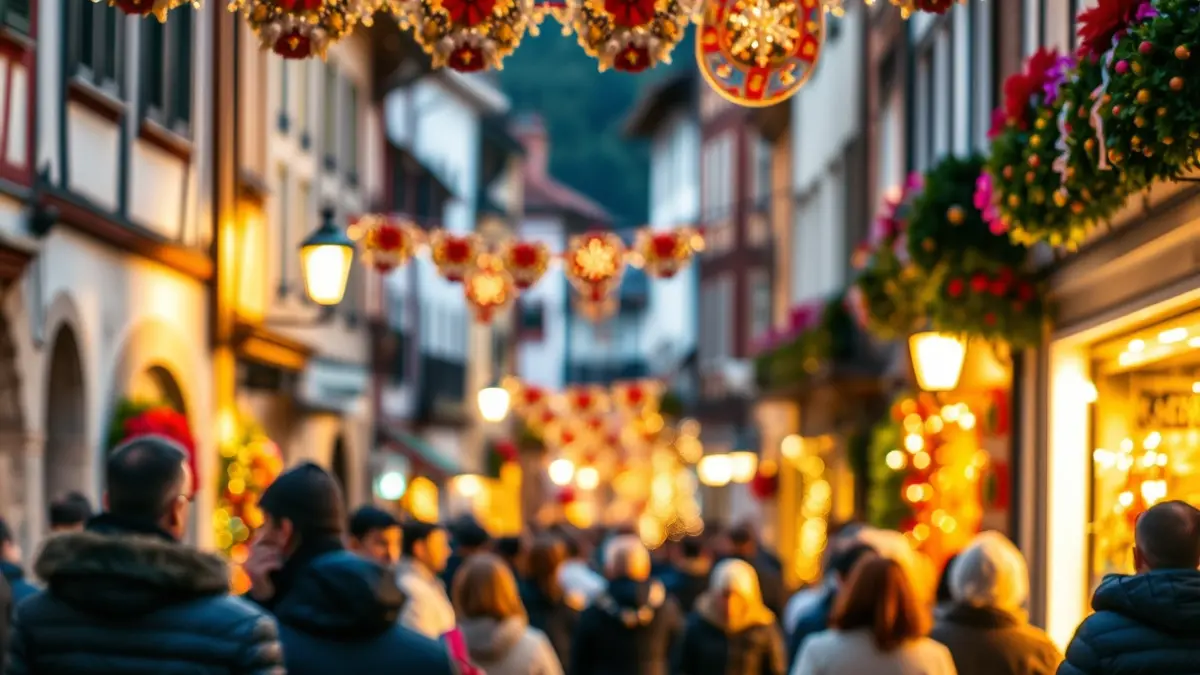 Imagen genérica de un pueblo vasco en ambiente festivo, con gente celebrando.