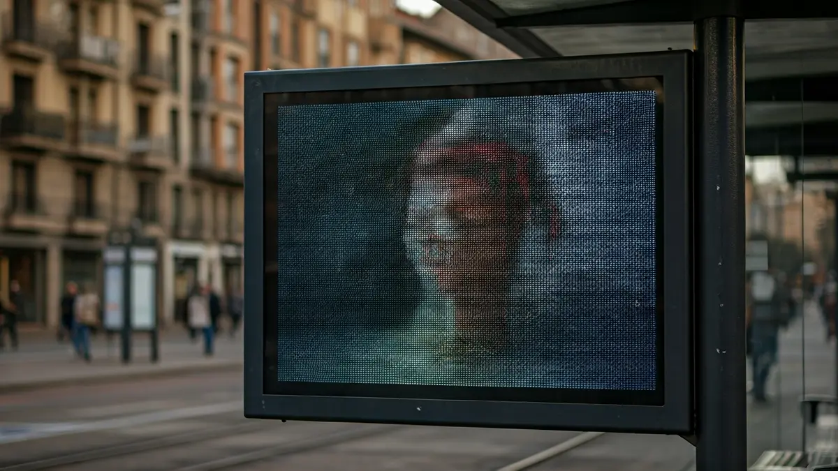 Oñatiko autobus geltokiko pantaila digital hondatuaren irudia.