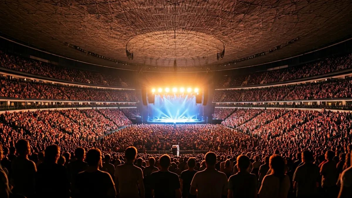 Irudi generikoa kontzertu areto baten barrualdea, jendez beteta eta argiztatuta.