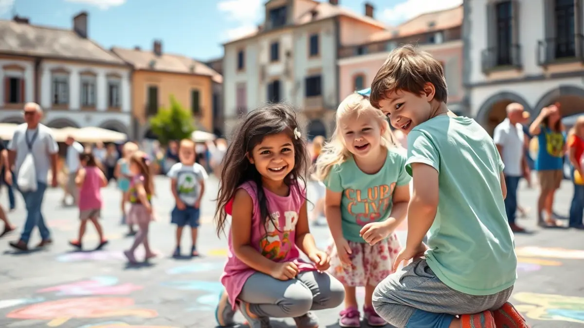 Children participating in outdoor activities, organized by Ordizia's town council.