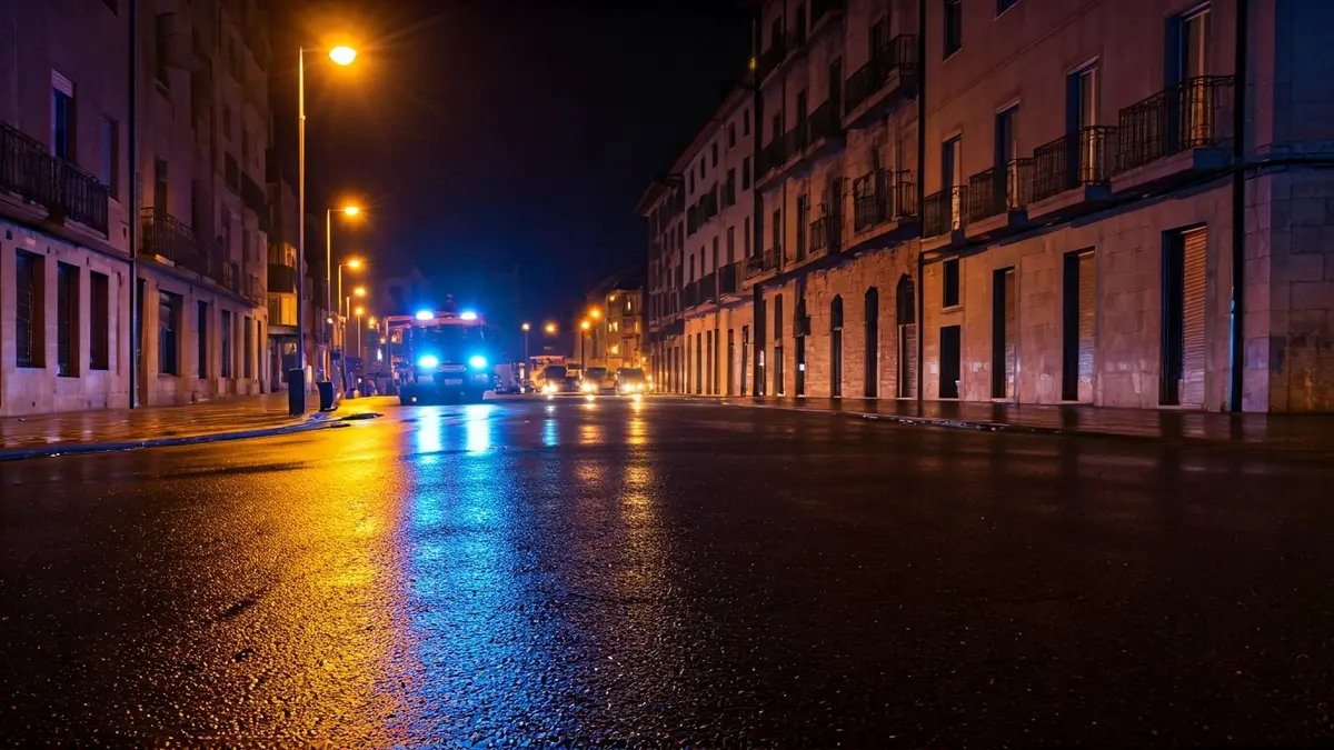 Generic image of emergency lights after a fire in Ordizia.